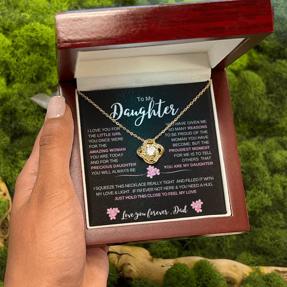 To My Daughter From Dad | Daughter Love Knot Necklace | Daughter Christmas/ Birthday  Gift | Gift Box With Message Card