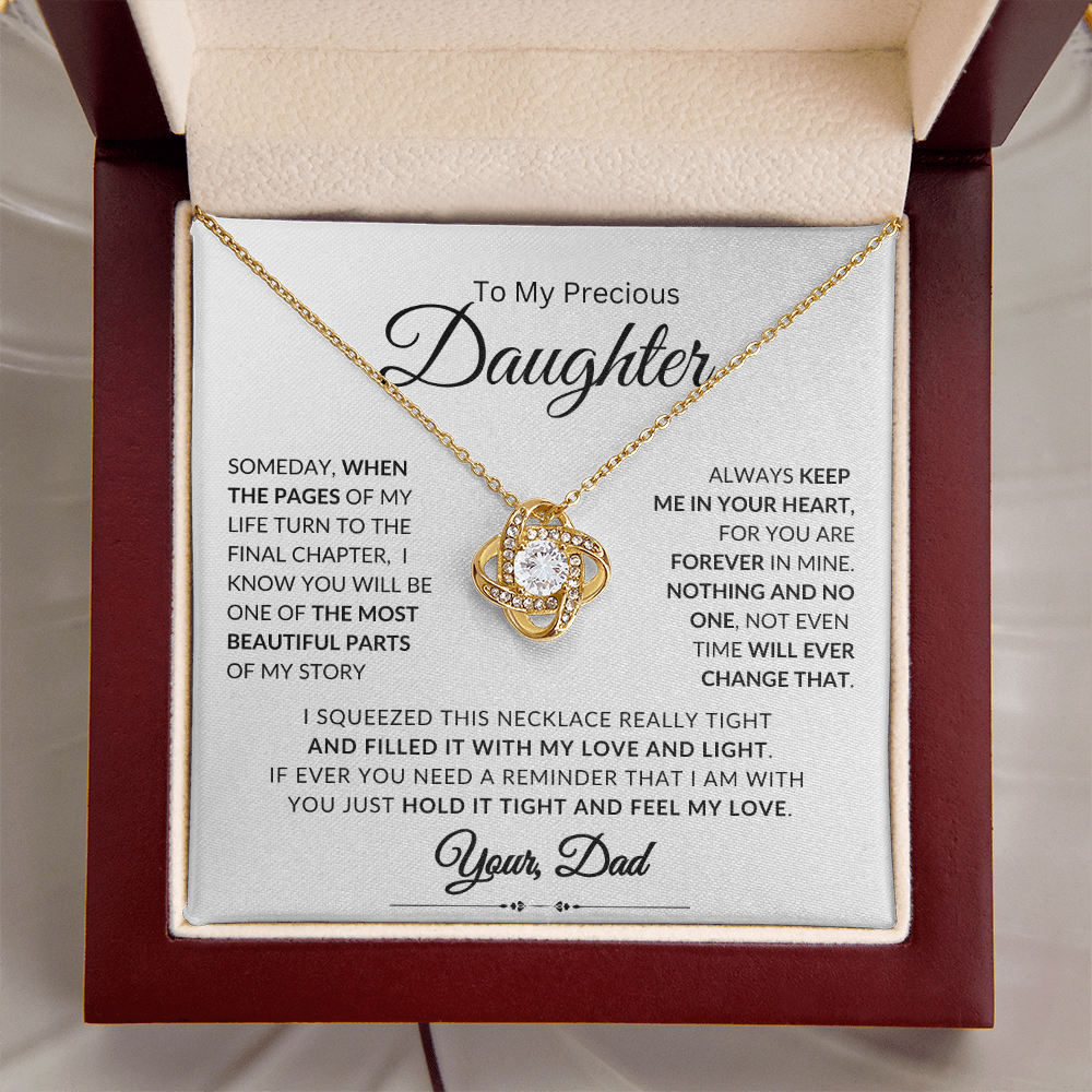 To My Daughter | Someday, When the Pages Of My Life Turn | Love knot Necklace