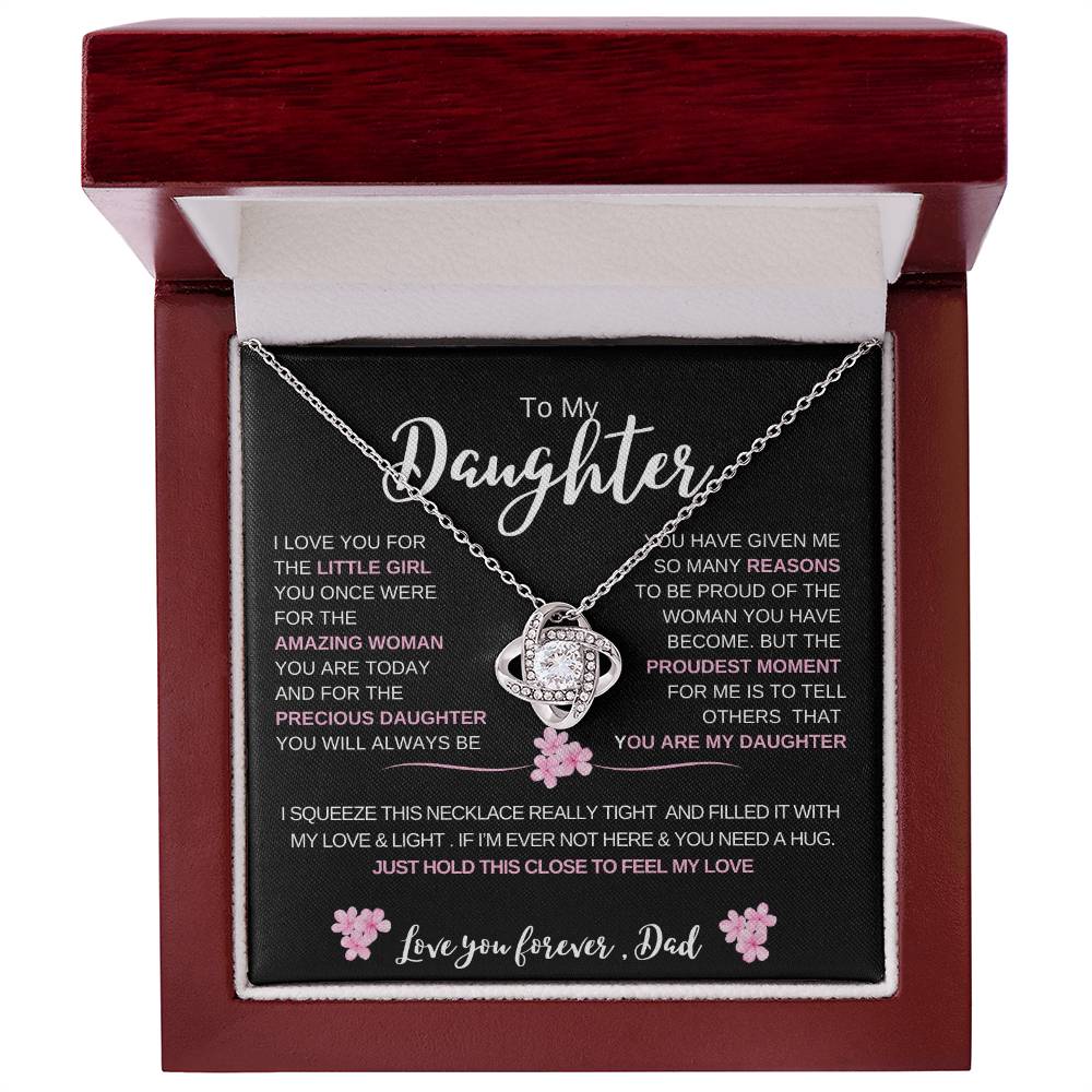 To My Daughter From Dad | Daughter Love Knot Necklace | Daughter Christmas/ Birthday  Gift | Gift Box With Message Card