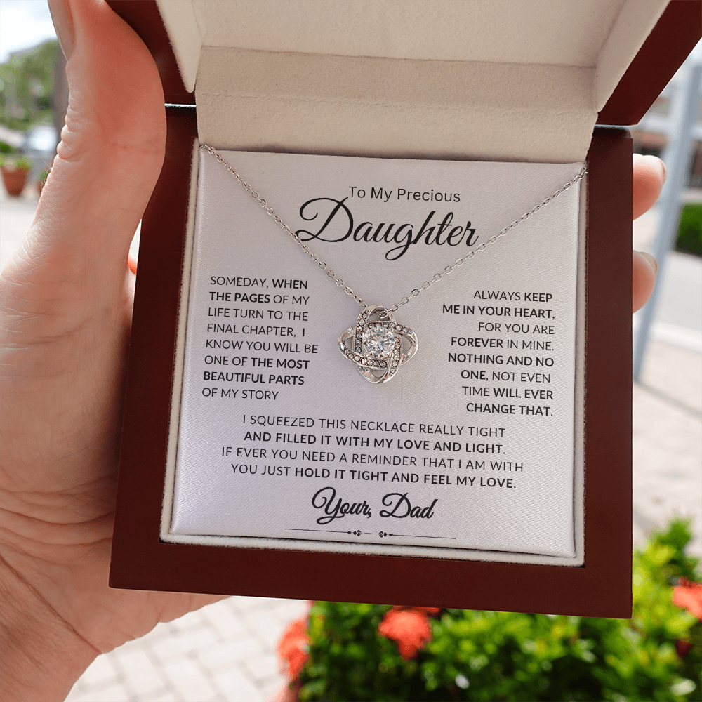 To My Daughter | Someday, When the Pages Of My Life Turn | Love knot Necklace