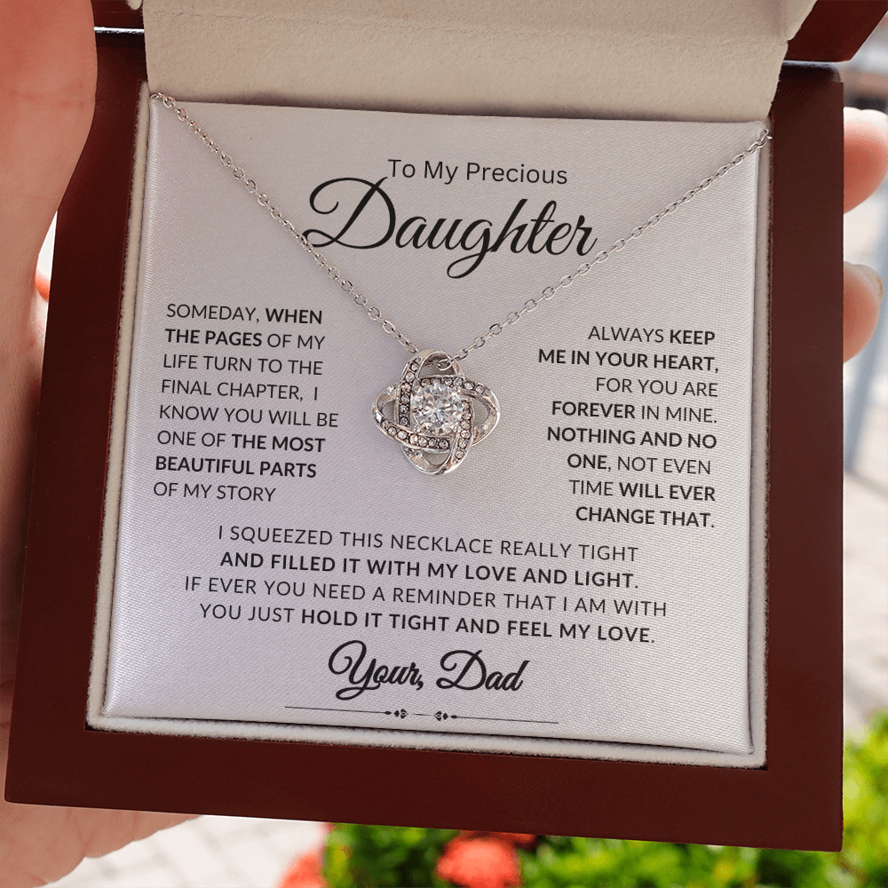 To My Daughter | Someday, When the Pages Of My Life Turn | Love knot Necklace