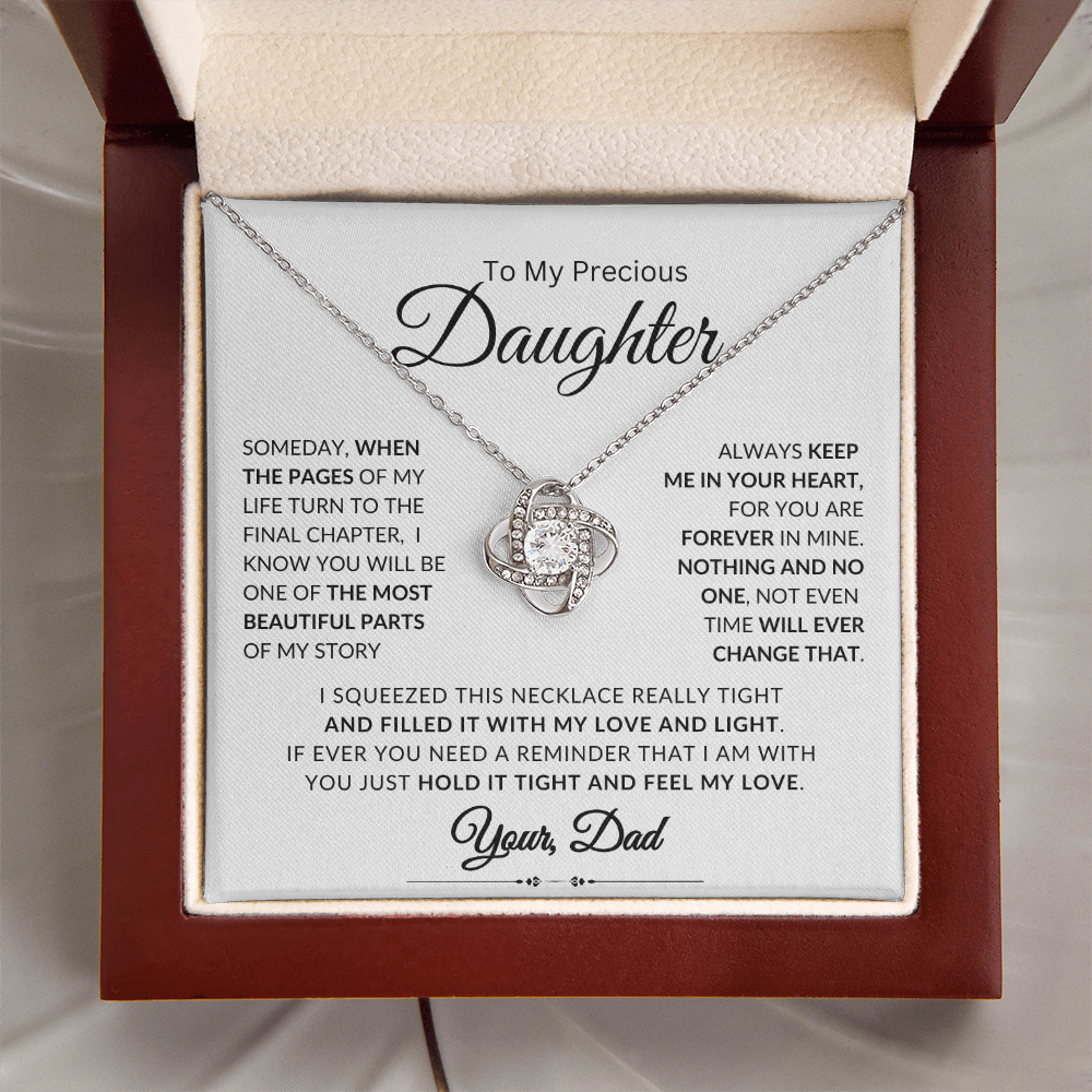 To My Daughter | Someday, When the Pages Of My Life Turn | Love knot Necklace