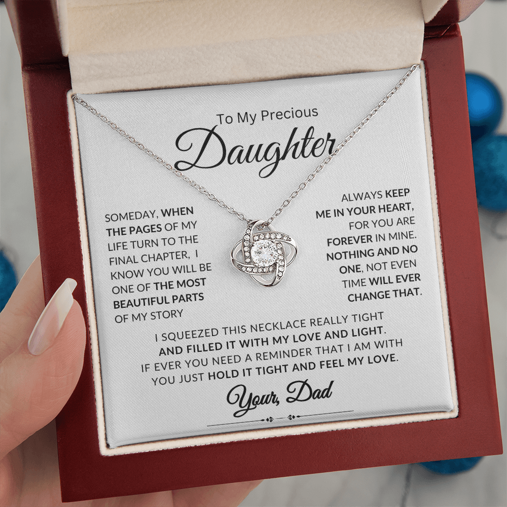 To My Daughter | Someday, When the Pages Of My Life Turn | Love knot Necklace
