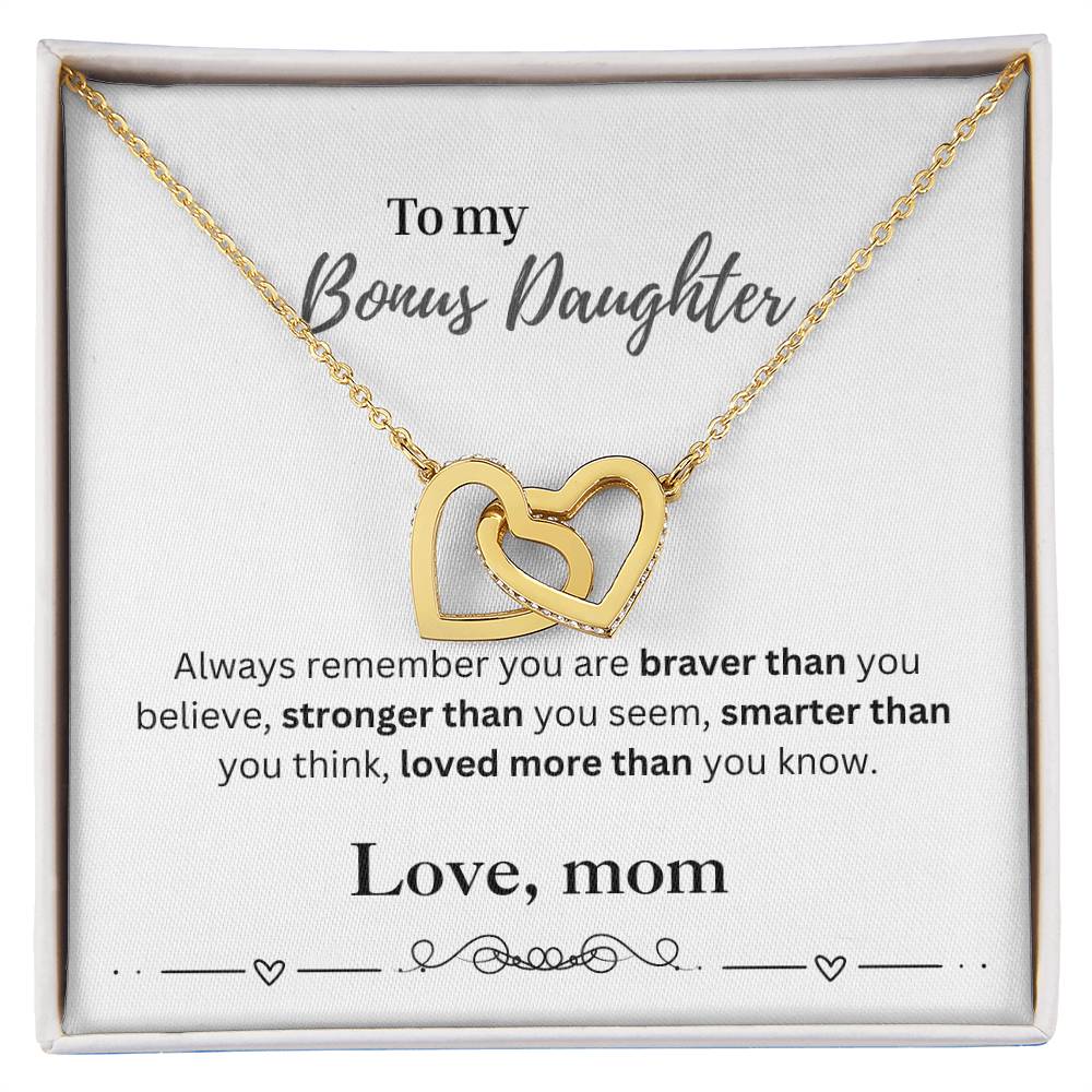 To My Bonus Daughter From Mom | Interlocking Hearts Necklace | Perfect Daughter Gift