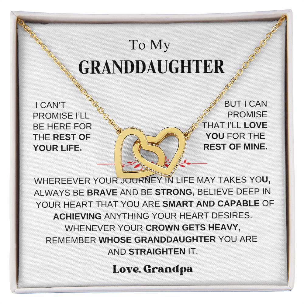 To My Granddaughter From Grandpa |  Interlocking Hearts necklace | Beautiful Christmas / Thanksgiving Gift