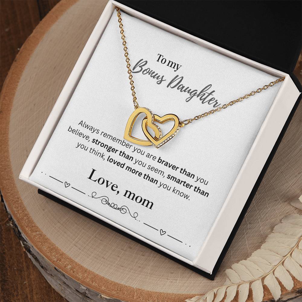 To My Bonus Daughter From Mom | Interlocking Hearts Necklace | Perfect Daughter Gift
