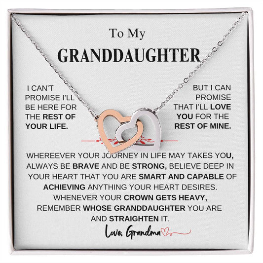 To My Granddaughter From Grandma |  Interlocking Hearts necklace | Beautiful Christmas / Thanksgiving Gift