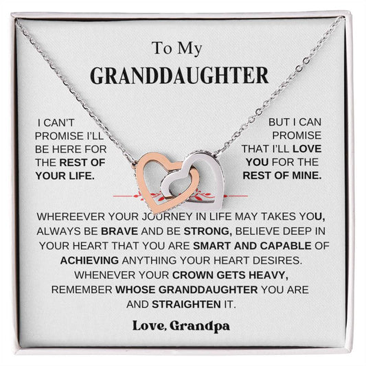 To My Granddaughter From Grandpa |  Interlocking Hearts necklace | Beautiful Christmas / Thanksgiving Gift