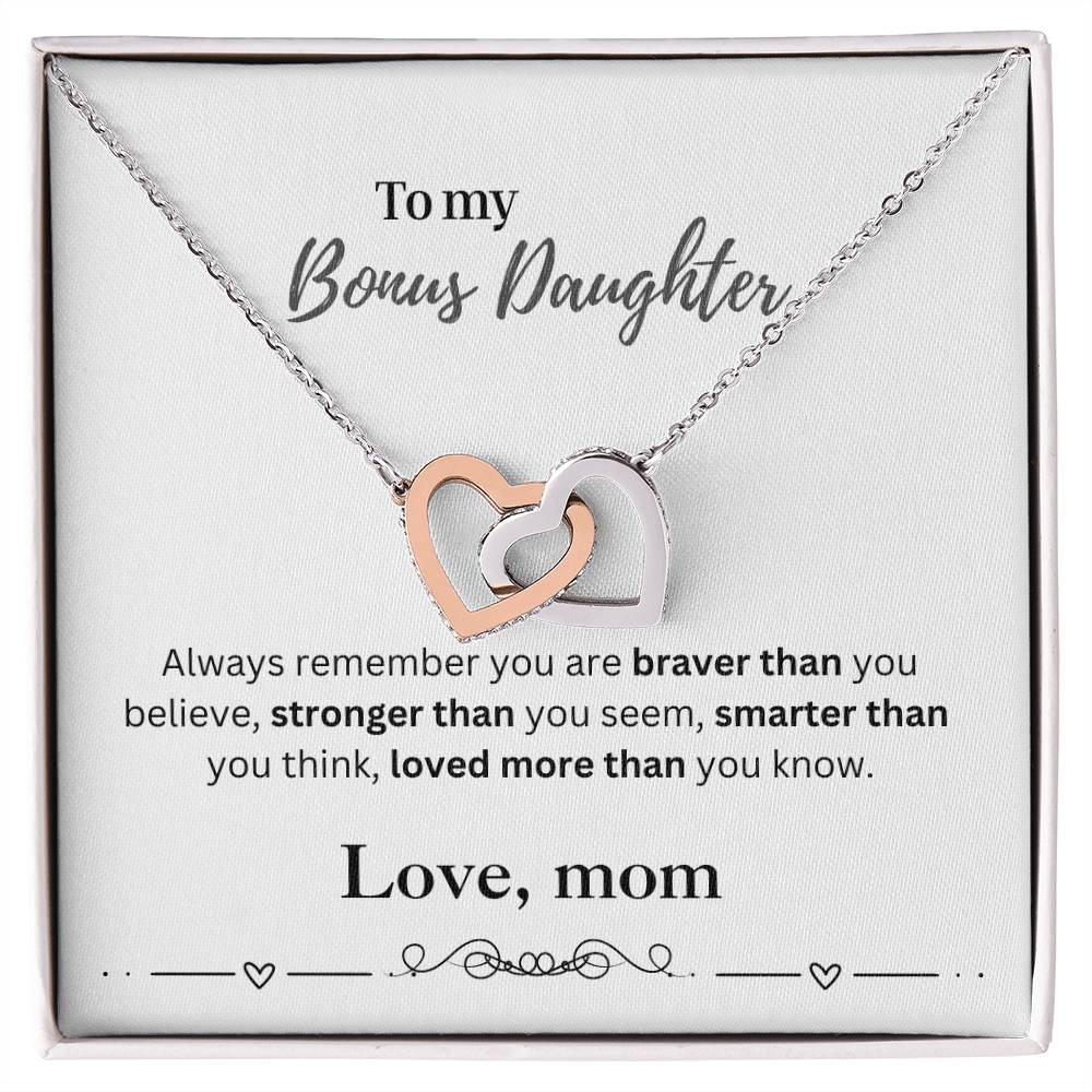 To My Bonus Daughter From Mom | Interlocking Hearts Necklace | Perfect Daughter Gift