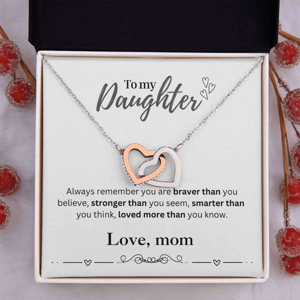 To My Daughter From Mom | Interlocking Hearts Necklace | Perfect Daughter Gift