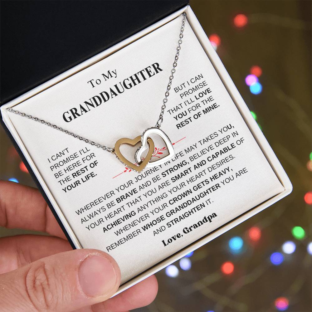 To My Granddaughter From Grandpa |  Interlocking Hearts necklace | Beautiful Christmas / Thanksgiving Gift