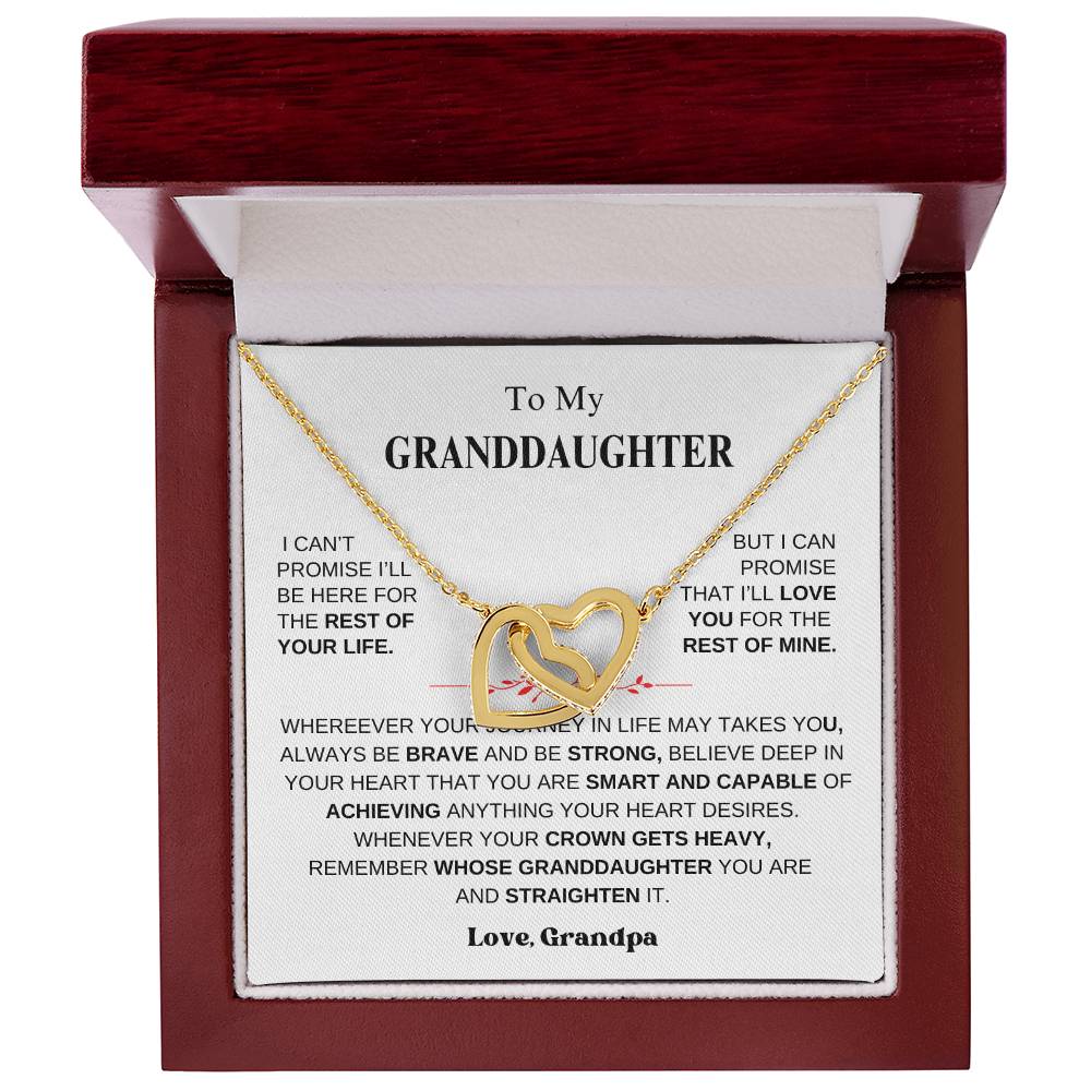 To My Granddaughter From Grandpa |  Interlocking Hearts necklace | Beautiful Christmas / Thanksgiving Gift