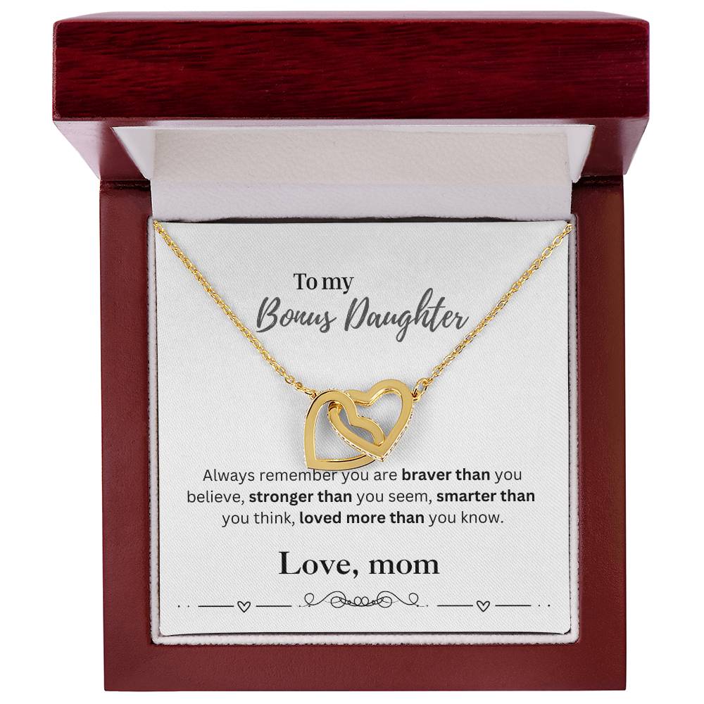 To My Bonus Daughter From Mom | Interlocking Hearts Necklace | Perfect Daughter Gift