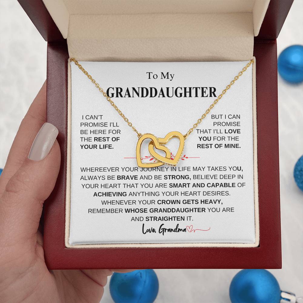 To My Granddaughter From Grandma |  Interlocking Hearts necklace | Beautiful Christmas / Thanksgiving Gift