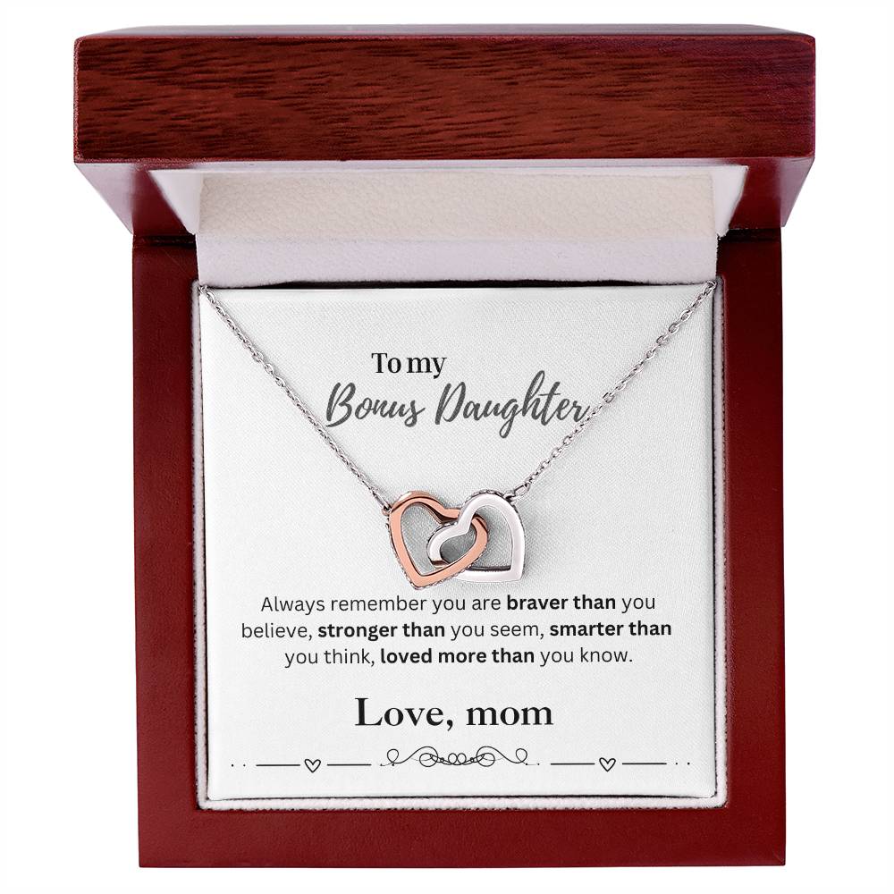 To My Bonus Daughter From Mom | Interlocking Hearts Necklace | Perfect Daughter Gift