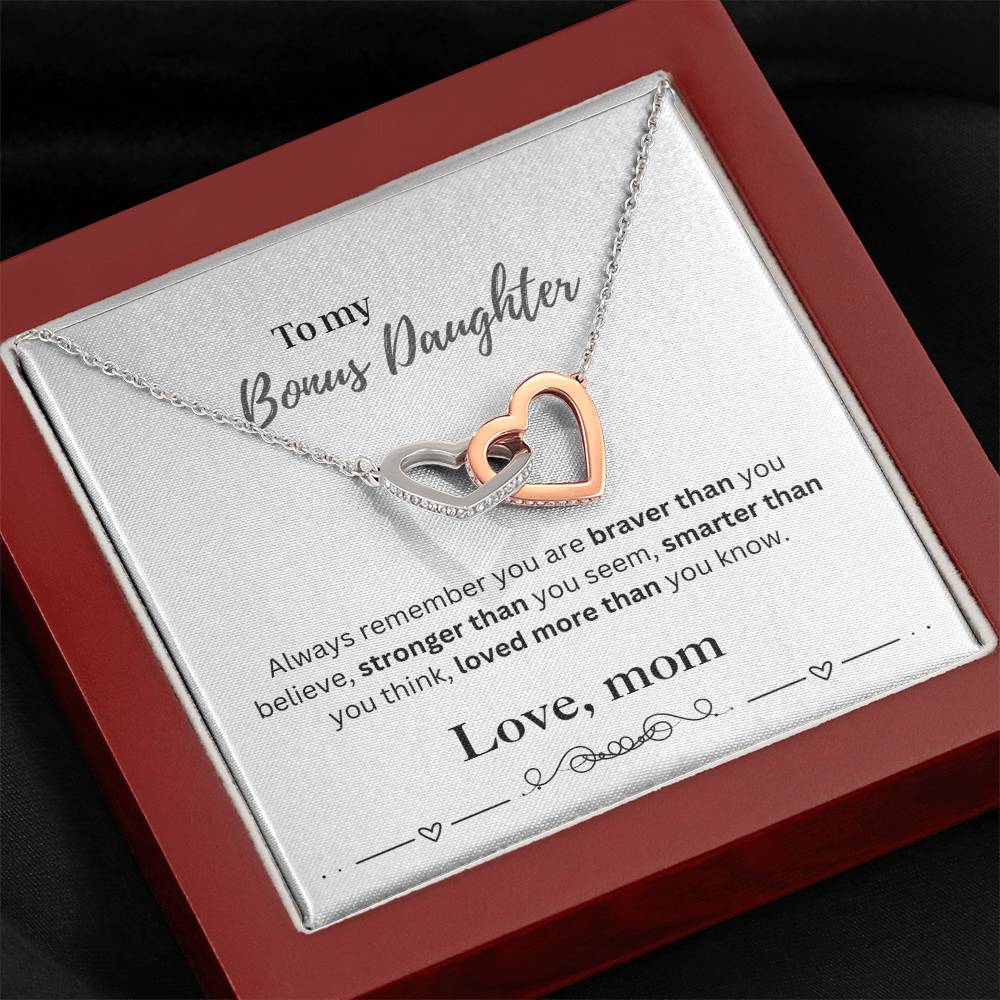 To My Bonus Daughter From Mom | Interlocking Hearts Necklace | Perfect Daughter Gift
