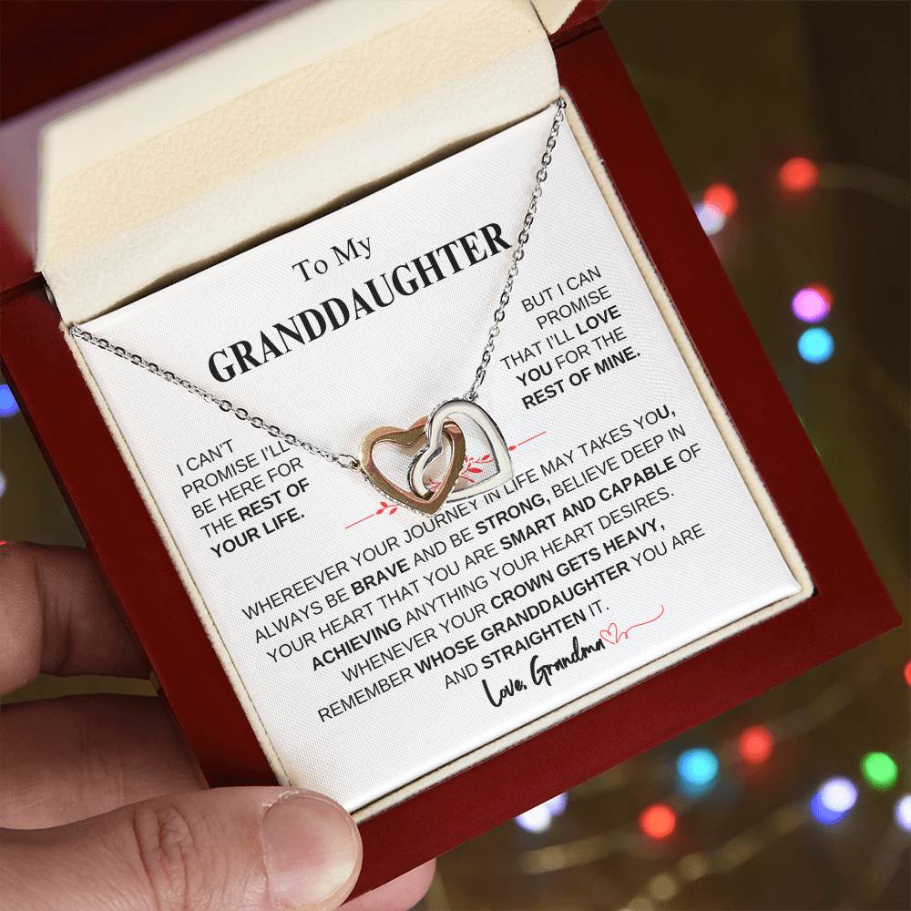 To My Granddaughter From Grandma |  Interlocking Hearts necklace | Beautiful Christmas / Thanksgiving Gift