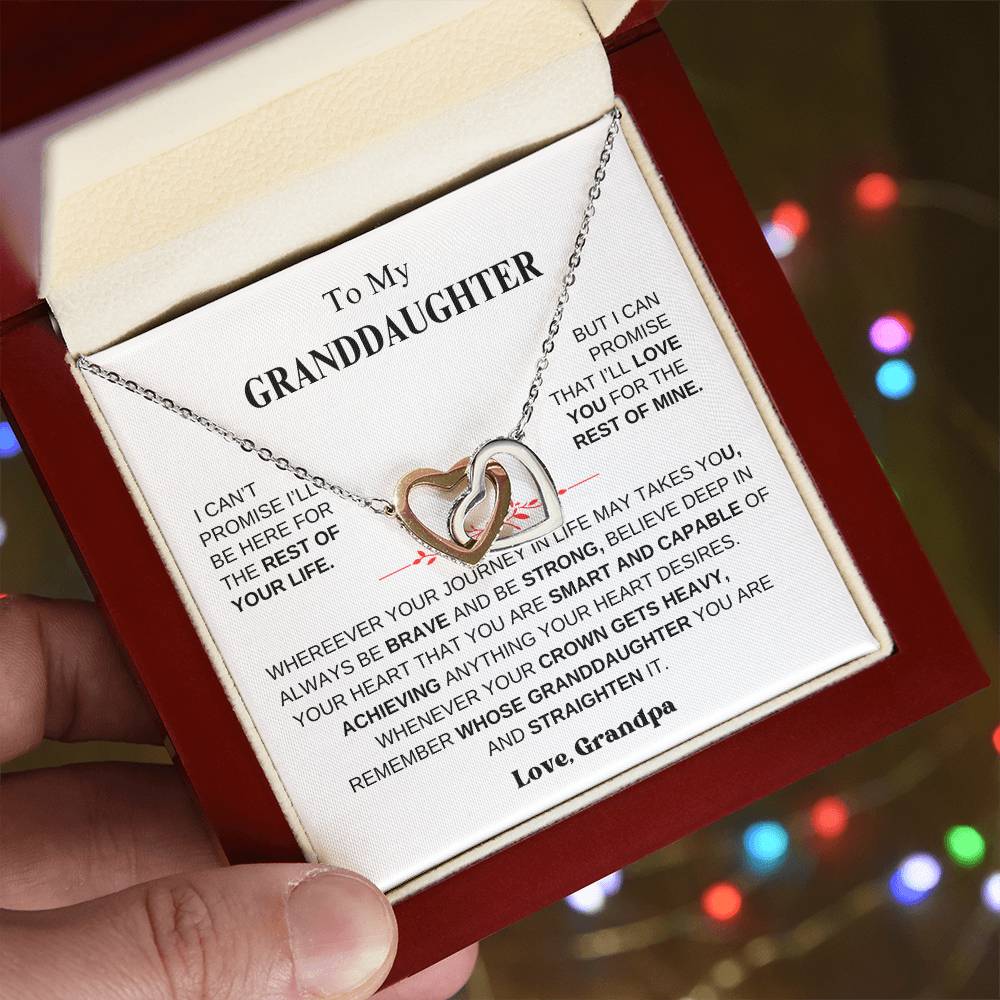 To My Granddaughter From Grandpa |  Interlocking Hearts necklace | Beautiful Christmas / Thanksgiving Gift