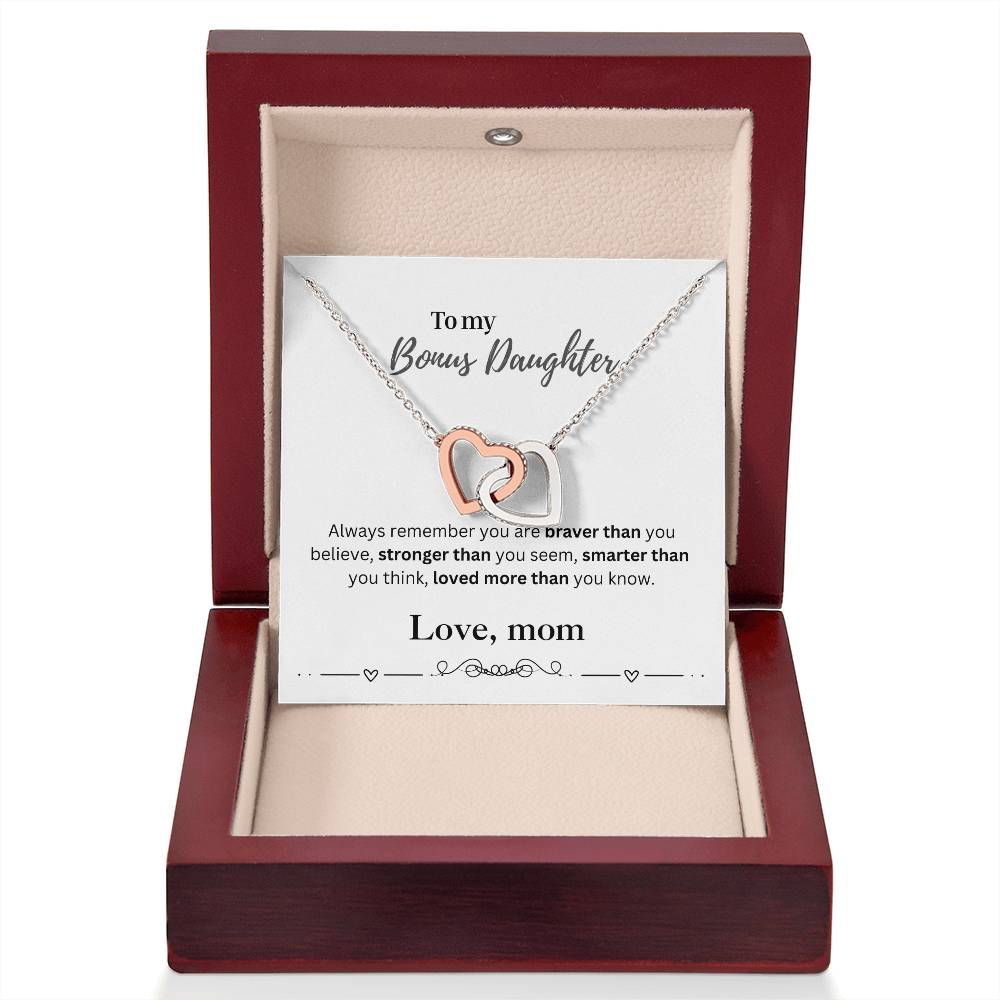 To My Bonus Daughter From Mom | Interlocking Hearts Necklace | Perfect Daughter Gift