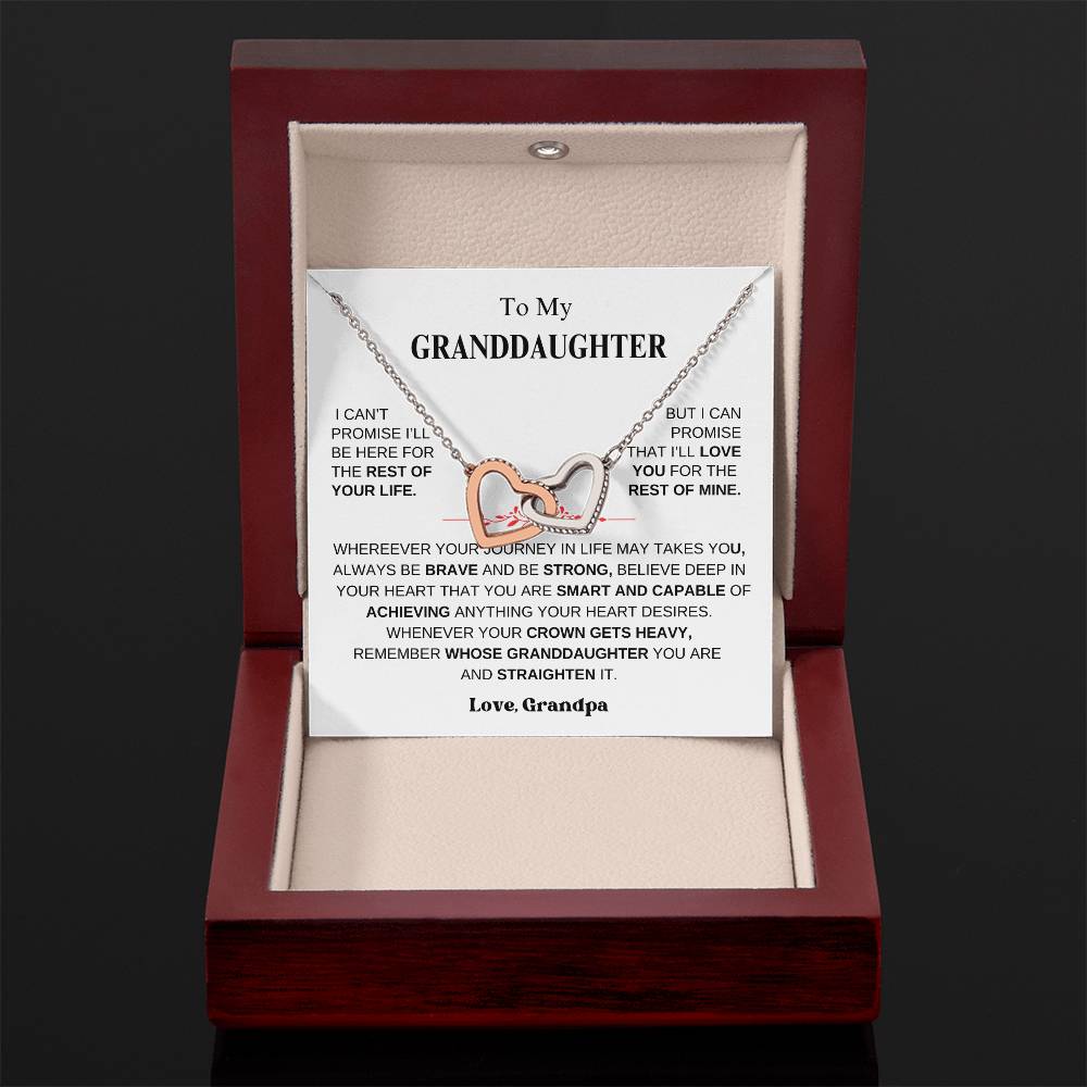 To My Granddaughter From Grandpa |  Interlocking Hearts necklace | Beautiful Christmas / Thanksgiving Gift