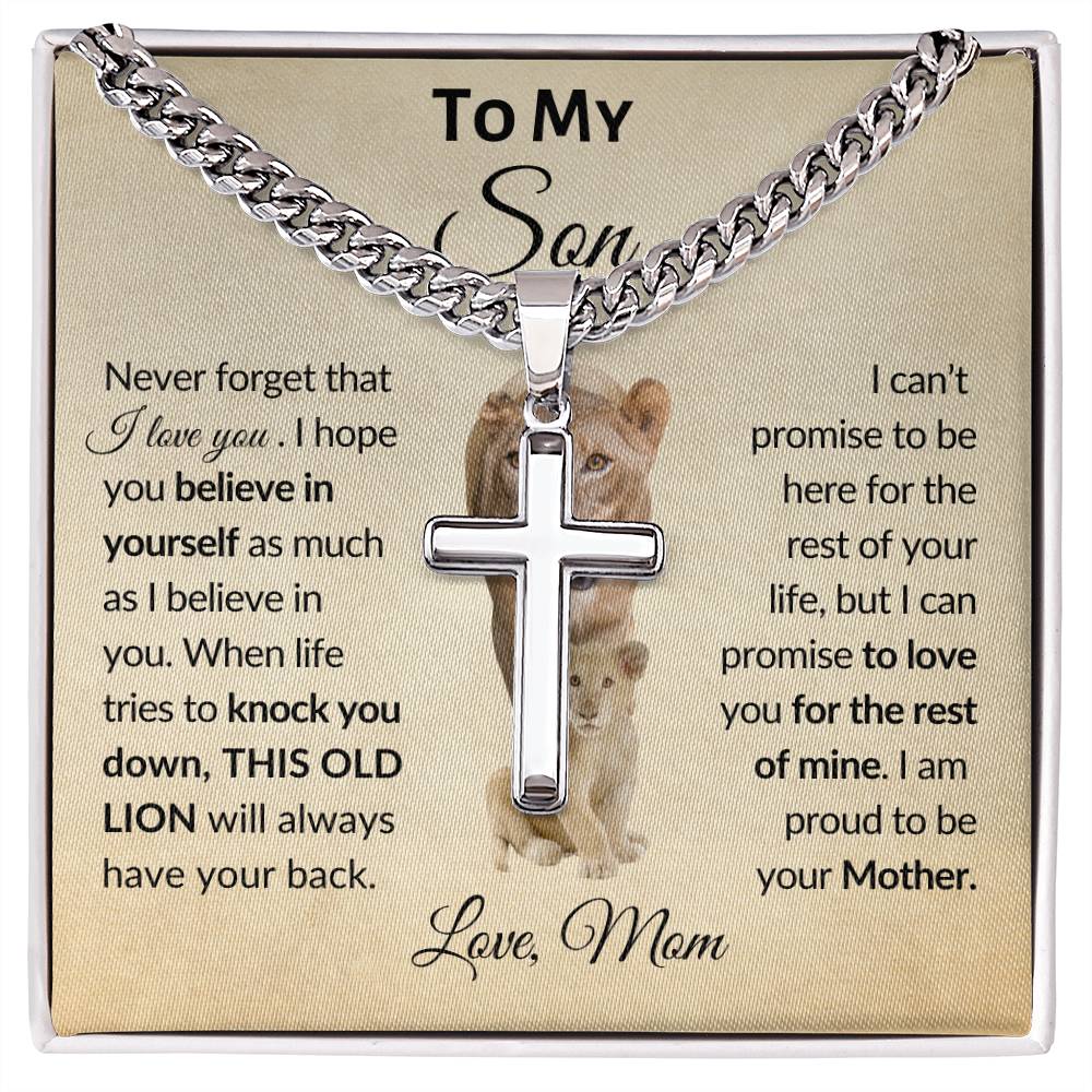 Perfect Gift from Mother to Son | Cuban Chain with Cross for Son | Meaningful Gift for Son from Mom