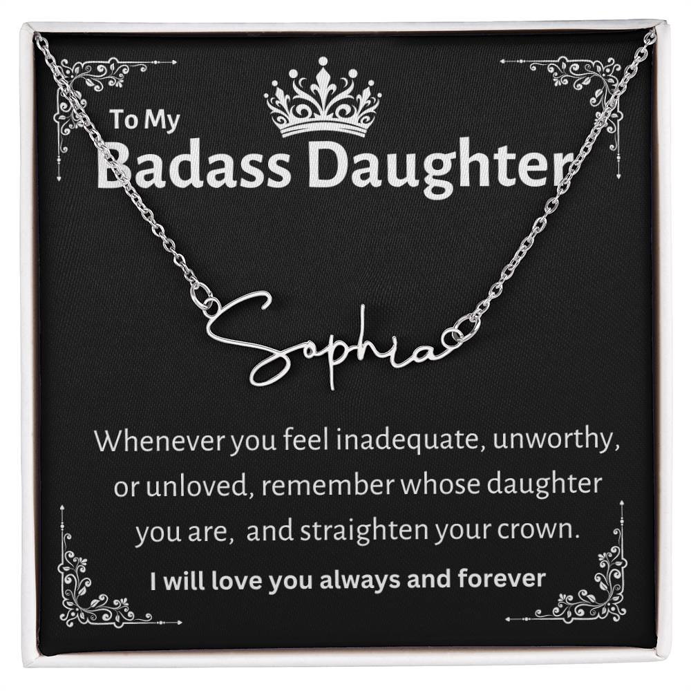 Personalized Badass Daughter Necklace | From Dad to Daughter| Perfect Christmas Gift|  Gift for All Occasions