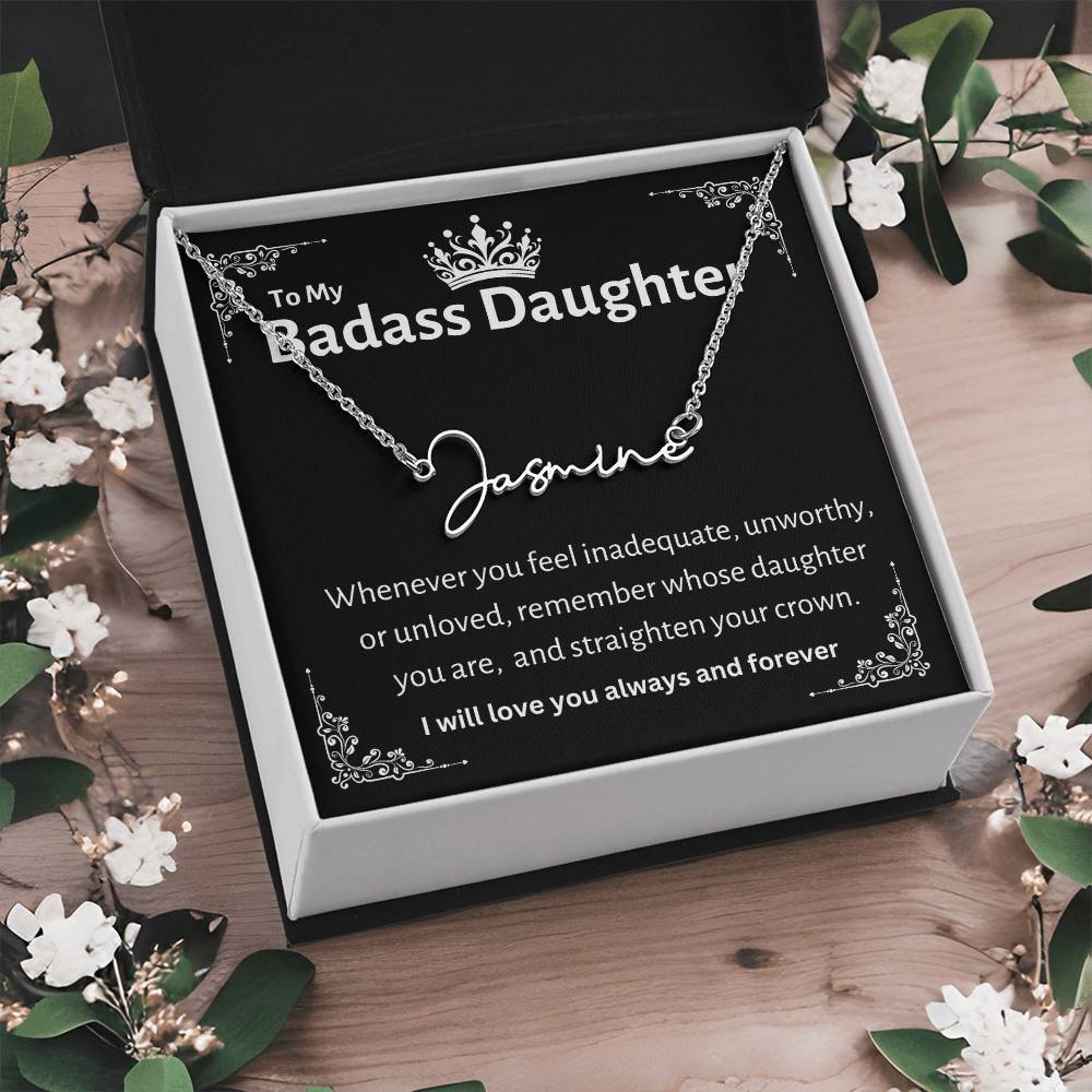 Personalized Badass Daughter Necklace | From Dad to Daughter| Perfect Christmas Gift|  Gift for All Occasions