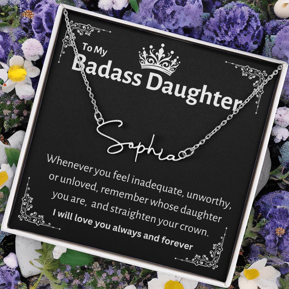 Personalized Badass Daughter Necklace | From Dad to Daughter| Perfect Christmas Gift|  Gift for All Occasions