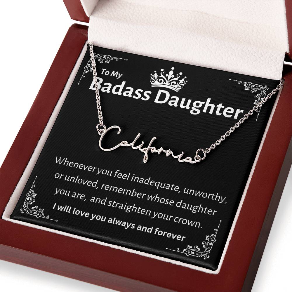 Personalized Badass Daughter Necklace | From Dad to Daughter| Perfect Christmas Gift|  Gift for All Occasions