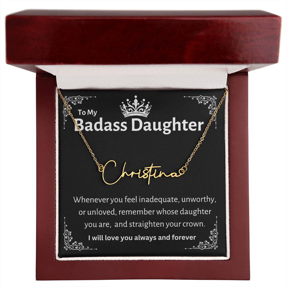 Personalized Badass Daughter Necklace | From Dad to Daughter| Perfect Christmas Gift|  Gift for All Occasions