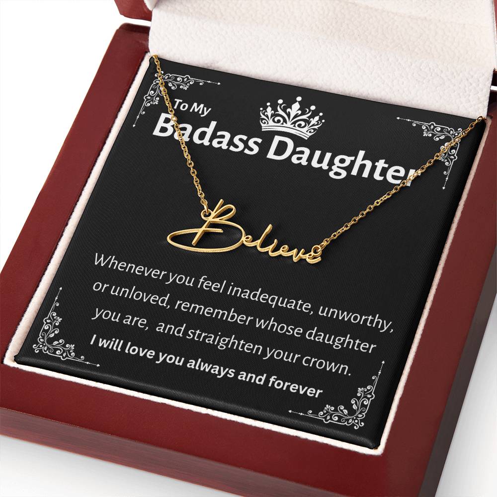 Personalized Badass Daughter Necklace | From Dad to Daughter| Perfect Christmas Gift|  Gift for All Occasions