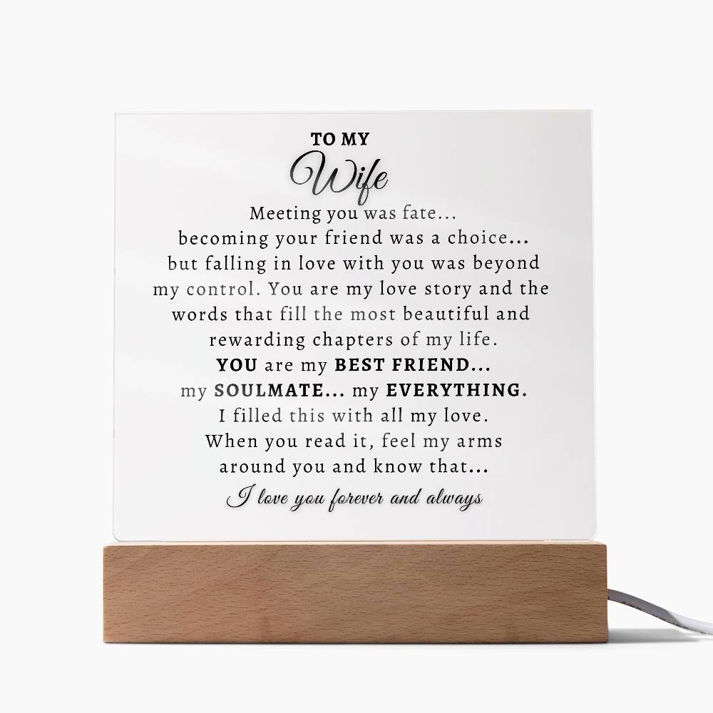 To My Wife  |  Acrylic Plaque  |  Meeting You Was Fate