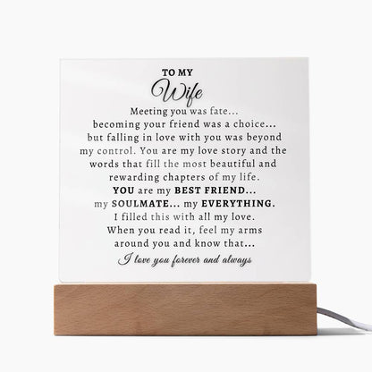 To My Wife  |  Acrylic Plaque  |  Meeting You Was Fate