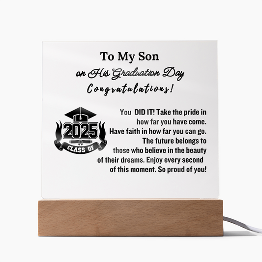 To My Son Congratulations on Your Graduation | Graduation Gift | Acrylic Lamp