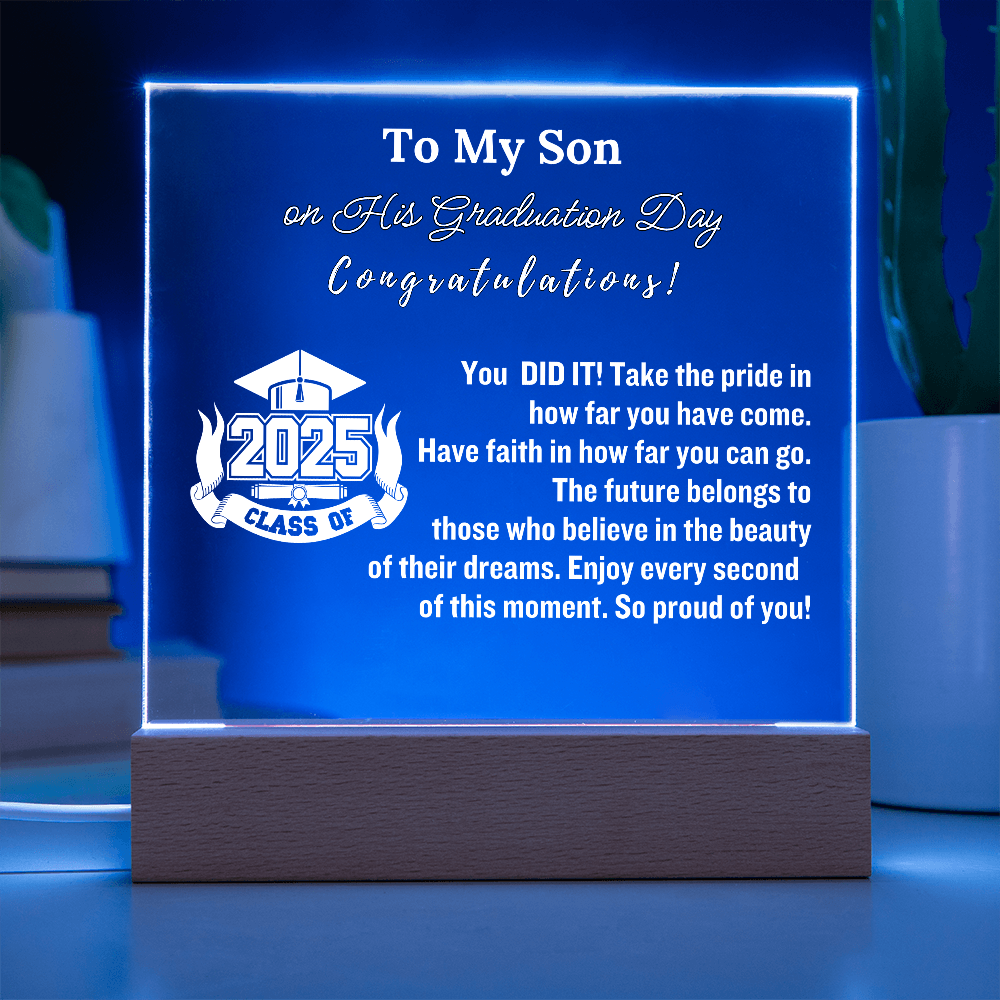 To My Son Congratulations on Your Graduation | Graduation Gift | Acrylic Lamp