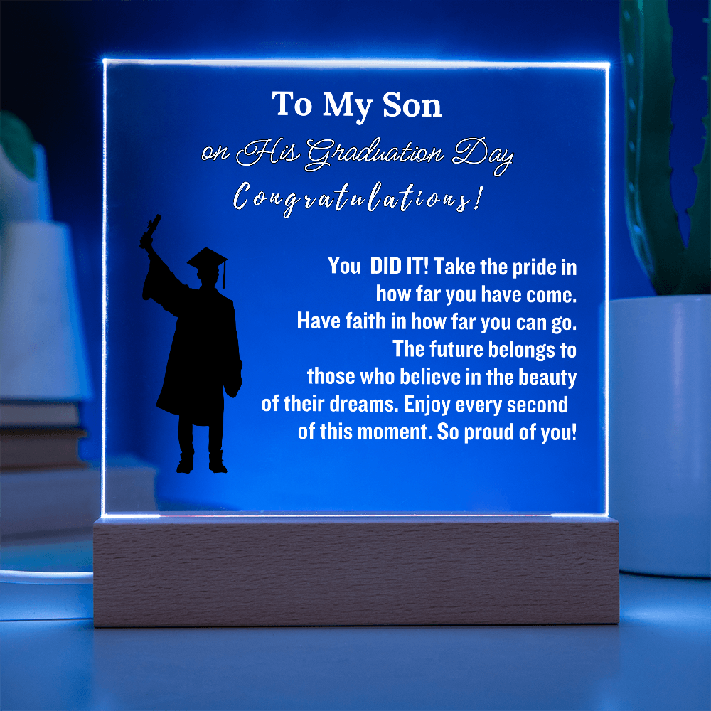 To My Son Congratulations on Your Graduation | Graduation Gift | Acrylic Lamp