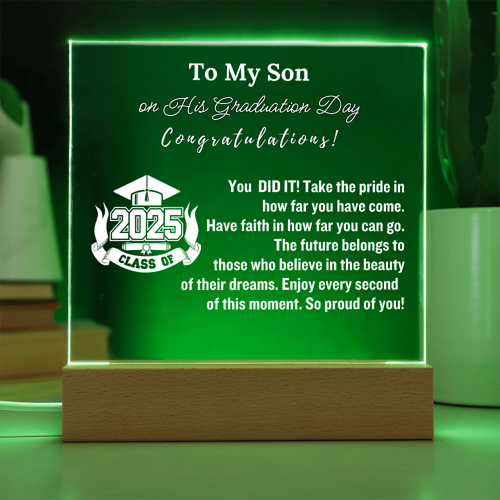 To My Son Congratulations on Your Graduation | Graduation Gift | Acrylic Lamp