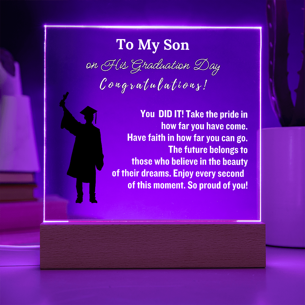 To My Son Congratulations on Your Graduation | Graduation Gift | Acrylic Lamp