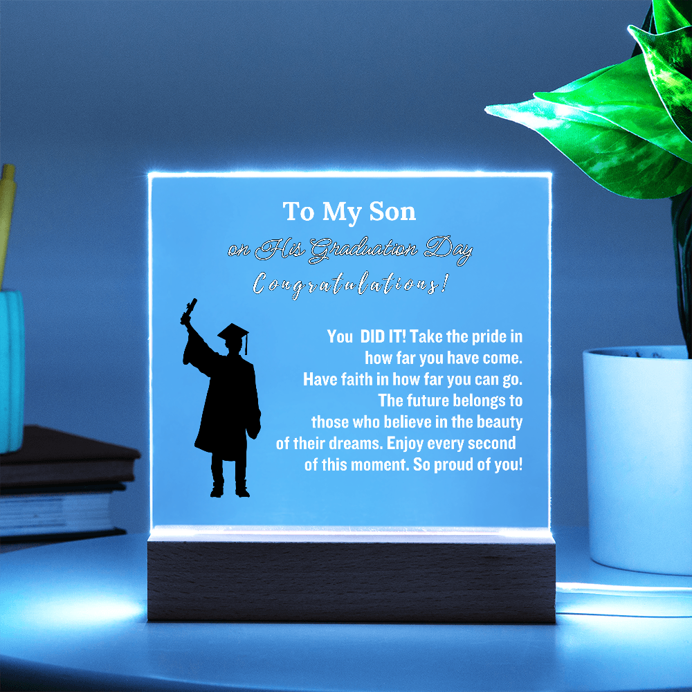 To My Son Congratulations on Your Graduation | Graduation Gift | Acrylic Lamp