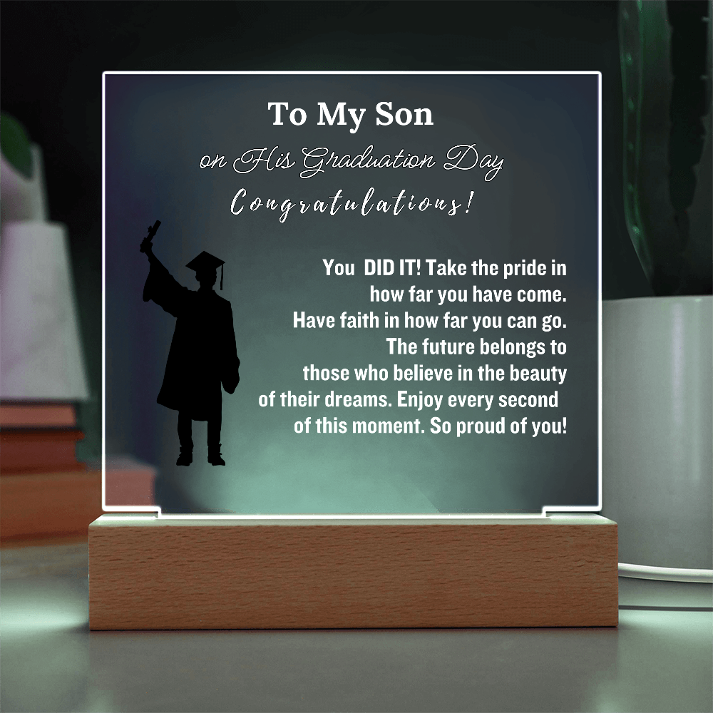 To My Son Congratulations on Your Graduation | Graduation Gift | Acrylic Lamp