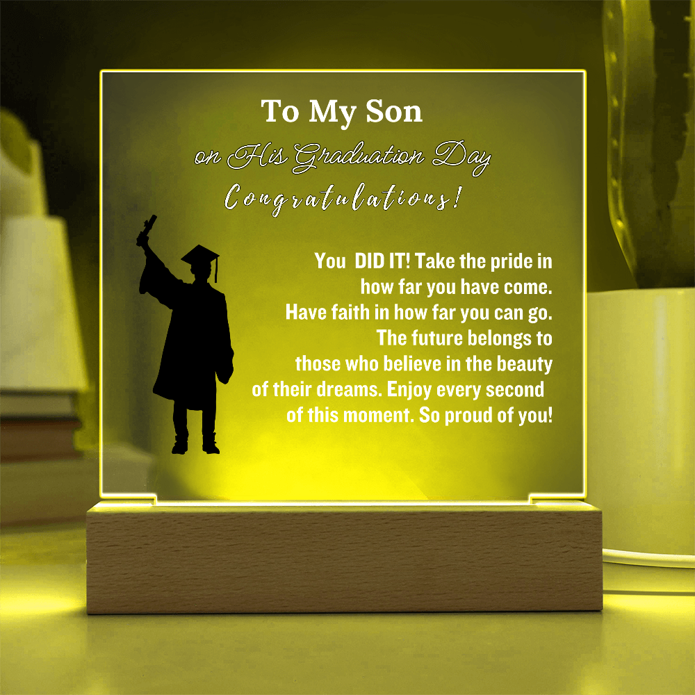 To My Son Congratulations on Your Graduation | Graduation Gift | Acrylic Lamp