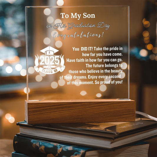 To My Son Congratulations on Your Graduation | Graduation Gift | Acrylic Lamp