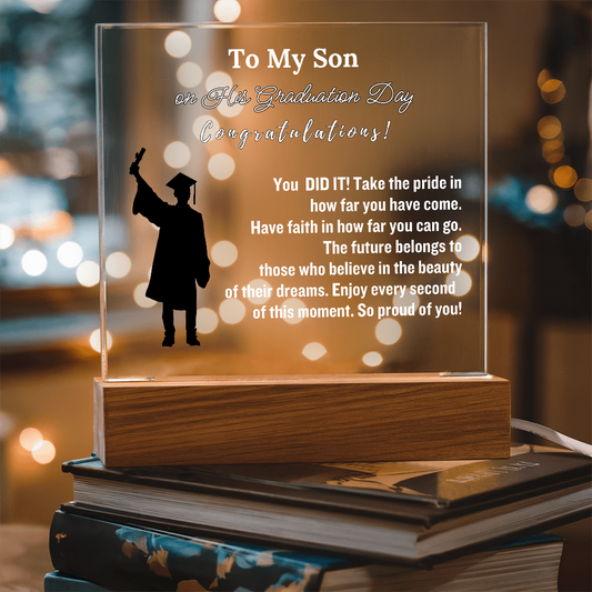 To My Son Congratulations on Your Graduation | Graduation Gift | Acrylic Lamp