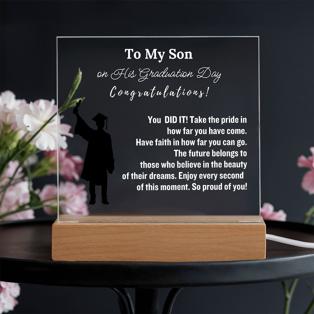 To My Son Congratulations on Your Graduation | Graduation Gift | Acrylic Lamp