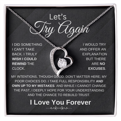 Let's Try Again | Forgive Me | Forever Love  Necklace | For Wife | Soulmate  | Girlfriend