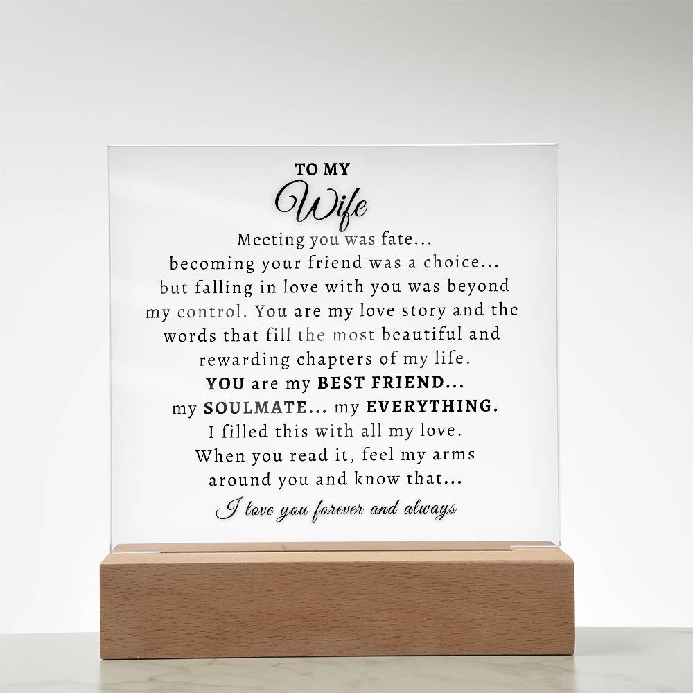 To My Wife  |  Acrylic Plaque  |  Meeting You Was Fate