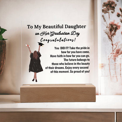 To My Beautiful  Daughter From Dad| Mom|   Congratulations on Your Graduation | Graduation Gift | Acrylic Lamp