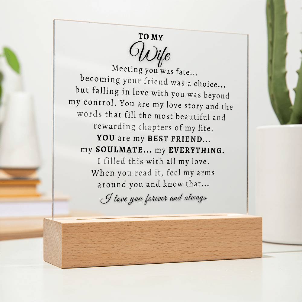 To My Wife  |  Acrylic Plaque  |  Meeting You Was Fate