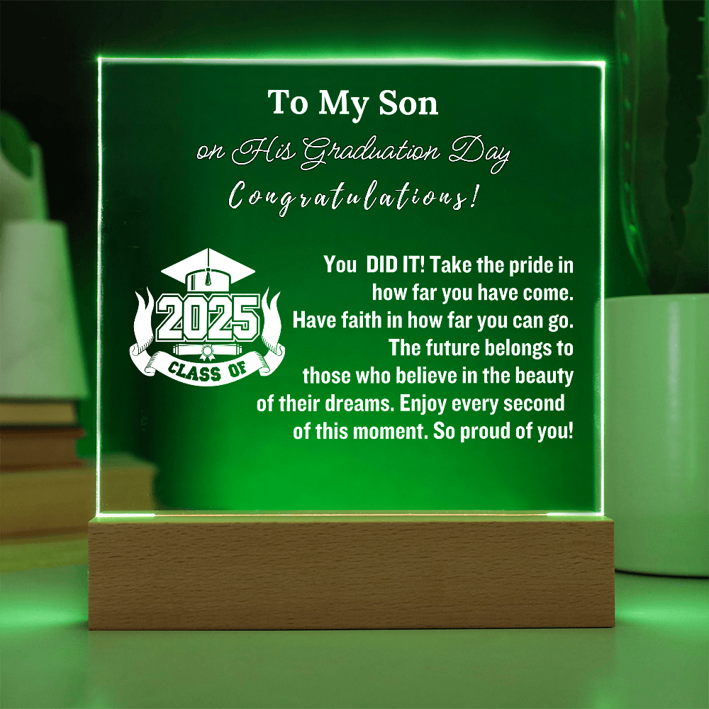 To My Son Congratulations on Your Graduation | Graduation Gift | Acrylic Lamp