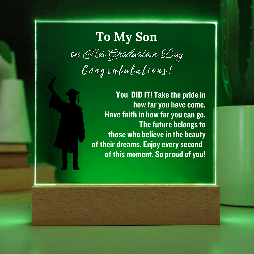 To My Son Congratulations on Your Graduation | Graduation Gift | Acrylic Lamp